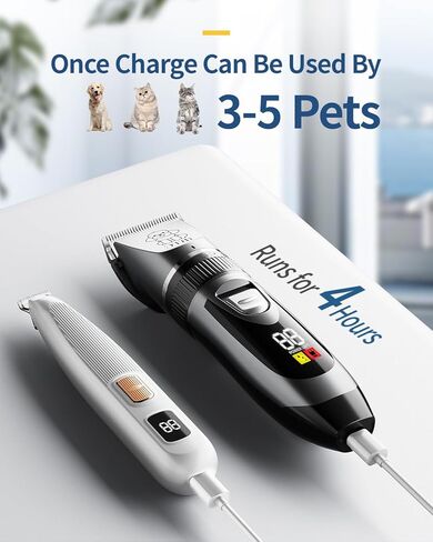 iBTC Dog Clippers and Paw Trimmer Kit 2 in 1 Low Noise Cordless Dog Clippers for Grooming Pet Hair Trimmers for Small and Large Dogs Cats Animals(Grey and White Set) in Kuwait