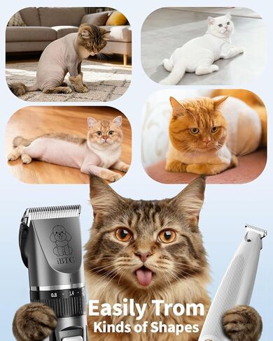 iBTC Dog Clippers and Paw Trimmer Kit 2 in 1 Low Noise Cordless Dog Clippers for Grooming Pet Hair Trimmers for Small and Large Dogs Cats Animals(Grey and White Set) in Kuwait