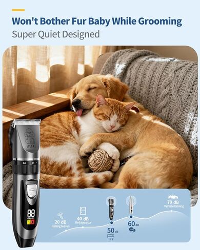 iBTC Dog Clippers and Paw Trimmer Kit 2 in 1 Low Noise Cordless Dog Clippers for Grooming Pet Hair Trimmers for Small and Large Dogs Cats Animals(Grey and White Set) in Kuwait