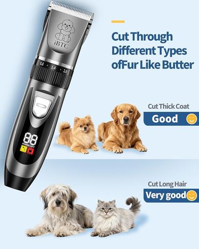 iBTC Dog Clippers and Paw Trimmer Kit 2 in 1 Low Noise Cordless Dog Clippers for Grooming Pet Hair Trimmers for Small and Large Dogs Cats Animals(Grey and White Set) in Kuwait