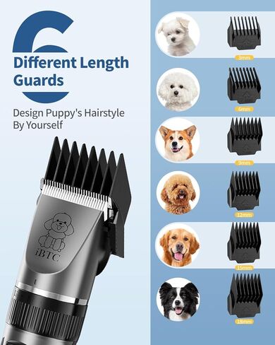 iBTC Dog Clippers and Paw Trimmer Kit 2 in 1 Low Noise Cordless Dog Clippers for Grooming Pet Hair Trimmers for Small and Large Dogs Cats Animals(Grey and White Set) in Kuwait