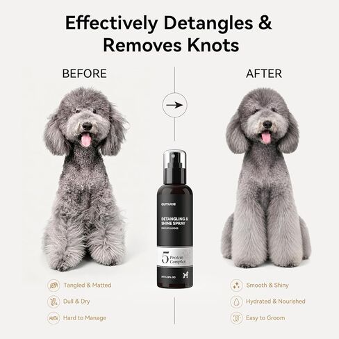 aumuca Dog Detangling & Shine Spray – Leave-in Conditioner & Dematting Spray for Doodles, Cats & Horses Without Buildup | 5-Protein Complex for Deep Repair & Enhanced Shine | 8 Fl Oz (Meadowfoam) in Kuwait