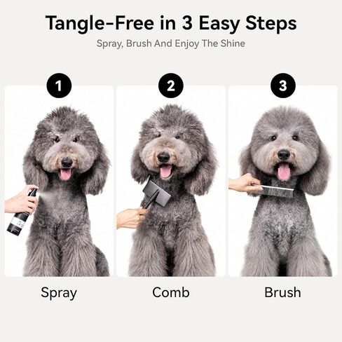 aumuca Dog Detangling & Shine Spray – Leave-in Conditioner & Dematting Spray for Doodles, Cats & Horses Without Buildup | 5-Protein Complex for Deep Repair & Enhanced Shine | 8 Fl Oz (Meadowfoam) in Kuwait