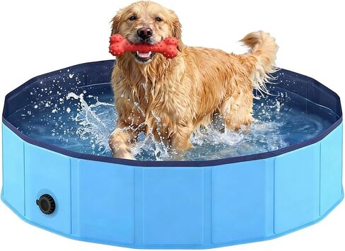 Foldable Dog Pool, Collapsible Dog Swimming Pool Hard Plastic Portable Pets Bath Tub for Dogs and Cats, Pet Wading Pool for Indoor Outdoor Backyard in Kuwait