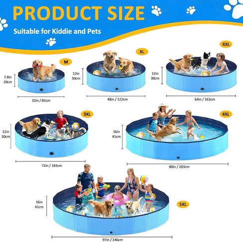 Foldable Dog Pool, Collapsible Dog Swimming Pool Hard Plastic Portable Pets Bath Tub for Dogs and Cats, Pet Wading Pool for Indoor Outdoor Backyard in Kuwait