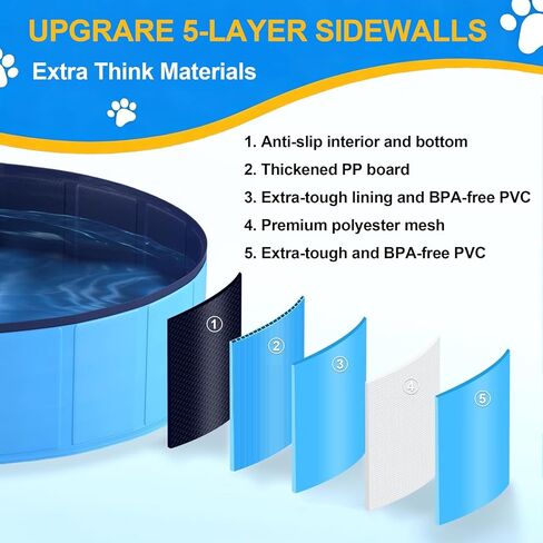 Foldable Dog Pool, Collapsible Dog Swimming Pool Hard Plastic Portable Pets Bath Tub for Dogs and Cats, Pet Wading Pool for Indoor Outdoor Backyard in Kuwait