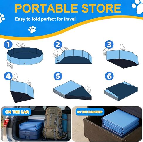 Foldable Dog Pool, Collapsible Dog Swimming Pool Hard Plastic Portable Pets Bath Tub for Dogs and Cats, Pet Wading Pool for Indoor Outdoor Backyard in Kuwait