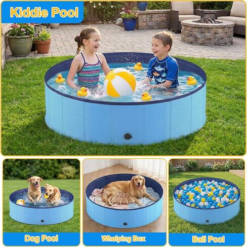 Foldable Dog Pool, Collapsible Dog Swimming Pool Hard Plastic Portable Pets Bath Tub for Dogs and Cats, Pet Wading Pool for Indoor Outdoor Backyard in Kuwait