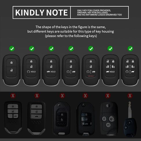 لغطاء Honda Key FOB ، 2pcs TPU Case Black Key FOB لـ Honda Civic Accord HR-V Pilot CR-V 2022 2023 2024 2025 مع حالة حماية سلسلة المفاتيح in Kuwait