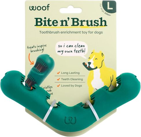 WOOF The Bite n 'Brush - لعبة فرشاة أسنان الكلب - لوحة فرك وجير من أسنان وفم كلبك - لعبة مضغ أسنان الكلب - صغيرة in Kuwait