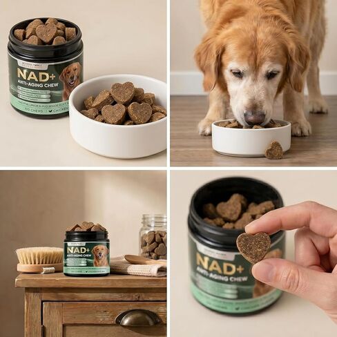 NAD+ Supplement for Precursor & Senior Dogs – Cellular Energy & Vitality Supplement – Advanced Formula for Healthy Aging & Cognitive Support – Non-GMO – 120 Soft Chews (Chicken Flavor) in Kuwait