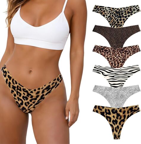 6 حزمة نساء مثير الفهد طباعة الجليد الحرير سلس g-string ثونغ in Saudi Arabia