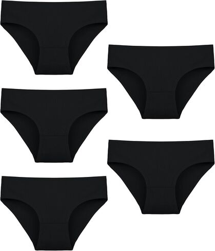 Donella Teen Girls' Cotton Underwear 5 Pack - Soft Stretch Ribbed Bikini Brief Panties for Girls in Saudi Arabia