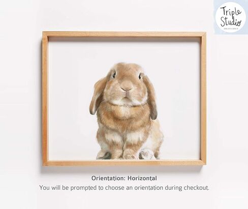 Cute Lop Bunny Art Print, Baby Girl Bedroom Nursery Decor, Boho Woodland Animal Watercolor Painting, UNFRAMED, Signed by Artist in Kuwait