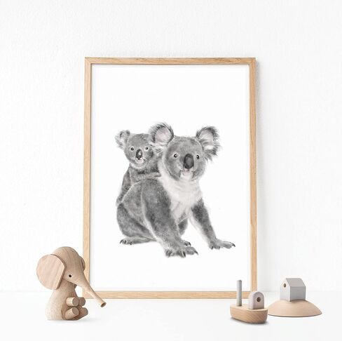 Koala Mom and Cub Art Print, Cute Baby Painting, Best Mom Gift, Boy Neutral Nursery Cute Forest Minimalist Wall Art, UNFRAMED, Signed by Artist in Kuwait