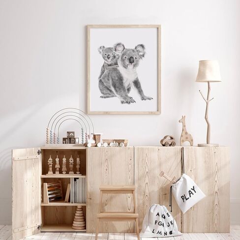 Koala Mom and Cub Art Print, Cute Baby Painting, Best Mom Gift, Boy Neutral Nursery Cute Forest Minimalist Wall Art, UNFRAMED, Signed by Artist in Kuwait