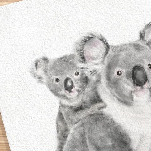 Koala Mom and Cub Art Print, Cute Baby Painting, Best Mom Gift, Boy Neutral Nursery Cute Forest Minimalist Wall Art, UNFRAMED, Signed by Artist in Kuwait