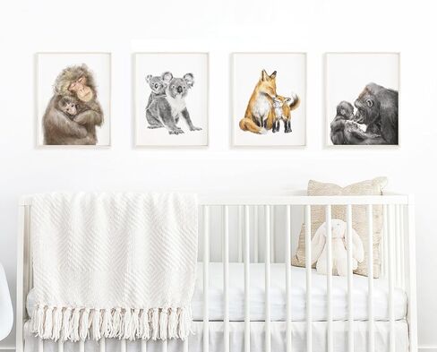 Koala Mom and Cub Art Print, Cute Baby Painting, Best Mom Gift, Boy Neutral Nursery Cute Forest Minimalist Wall Art, UNFRAMED, Signed by Artist in Kuwait