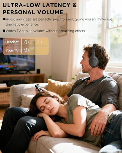 ANSTEN 【𝟐𝟎𝟐𝟒 𝐔𝐩𝐠𝐫𝐚𝐝𝐞𝐝】 Wireless Headphones for TV Watching with Digital Optical RCA AUX 2.4GHz Transmitter Charging Dock, 5 Sound Modes, 𝐁𝐚𝐥𝐚𝐧𝐜𝐞 Control, 𝐍𝐨 𝐀𝐮𝐝𝐢𝐨 𝐋𝐚𝐠 in Saudi Arabia