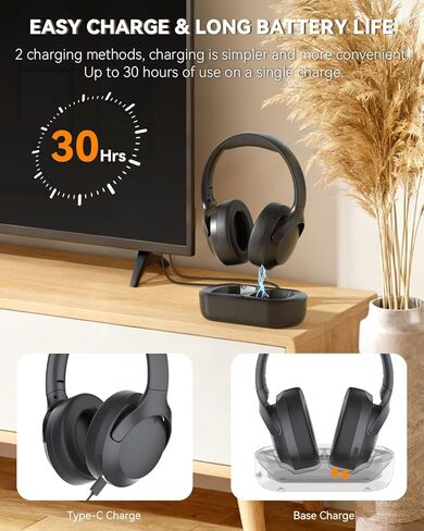 ANSTEN 【𝟐𝟎𝟐𝟒 𝐔𝐩𝐠𝐫𝐚𝐝𝐞𝐝】 Wireless Headphones for TV Watching with Digital Optical RCA AUX 2.4GHz Transmitter Charging Dock, 5 Sound Modes, 𝐁𝐚𝐥𝐚𝐧𝐜𝐞 Control, 𝐍𝐨 𝐀𝐮𝐝𝐢𝐨 𝐋𝐚𝐠 in Saudi Arabia