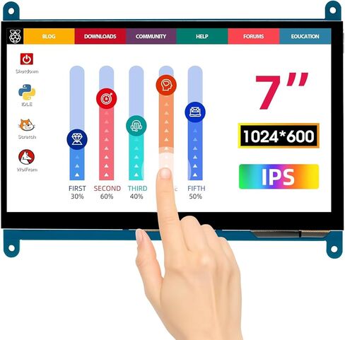 شاشة لمس صغيرة من ELECROW مقاس 7 بوصات متوافقة مع شاشة LCD Raspberry Pi مقاس 1024x600 تعمل مع Raspberry Pi 5 4 3B+ 3B 400 Banana Pi Windows PC in Kuwait