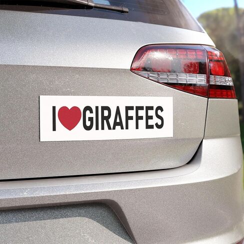 ملصق I Love Giraffes مقاس كبير 3×9 على شكل قلب مرح على شكل زرافة وحيوانات برية in Kuwait