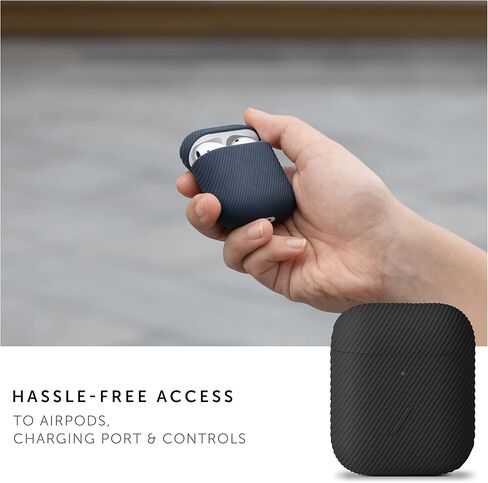 حافظة جلدية أصلية من Native Union لأجهزة AirPods - حافظة جلدية إيطالية أصلية مغلفة بالكامل يدويًا - تدعم الشواحن اللاسلكية - متوافقة مع AirPods Gen 1 & Gen 2 (كحلي) in Kuwait