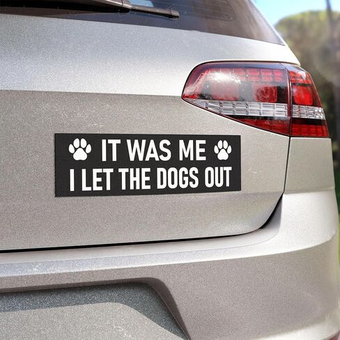 I Let the Dogs Out Sticker Large 3x9 Funny Who - It was Me Bumper Stickers in Kuwait