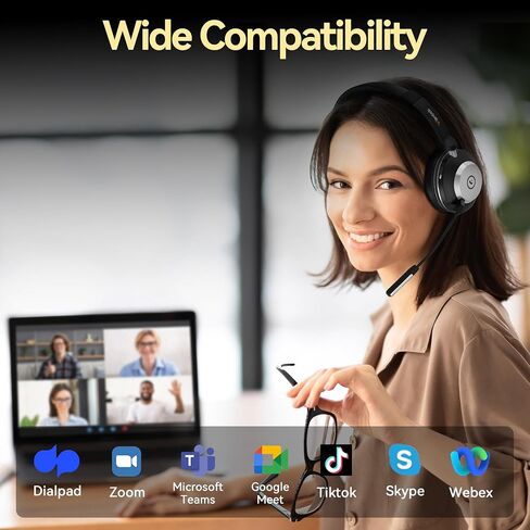 Wantek سماعة رأس USB مع ميكروفون لإلغاء الضوضاء وعناصر التحكم في الخط، سماعة كمبيوتر للكمبيوتر المحمول ومركز الاتصال للأعمال Skype Zoom SoftPhone، سماعة رأس سلكية للمكتب، دردشة واضحة، راحة فائقة in Kuwait