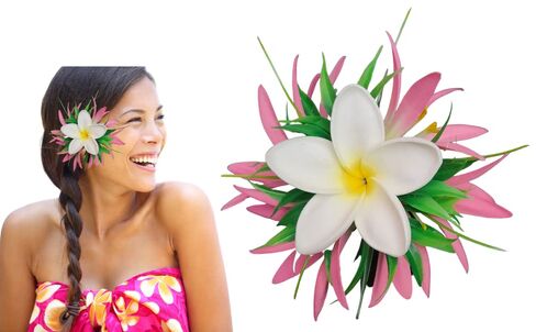 Moana Hair Clip Hawaiian Flower Hairpiece Beach Lilo Blossom Hair Accessory for Women Large Adult Hair Clip Granchos Para el cabello Realistic Luau Hula Orchid Hair Barrette by Aviella Aloha in Kuwait