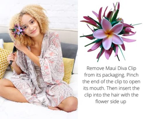 Moana Hair Clip Hawaiian Flower Hairpiece Beach Lilo Blossom Hair Accessory for Women Large Adult Hair Clip Granchos Para el cabello Realistic Luau Hula Orchid Hair Barrette by Aviella Aloha in Kuwait