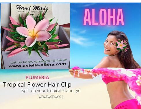 Moana Hair Clip Hawaiian Flower Hairpiece Beach Lilo Blossom Hair Accessory for Women Large Adult Hair Clip Granchos Para el cabello Realistic Luau Hula Orchid Hair Barrette by Aviella Aloha in Kuwait