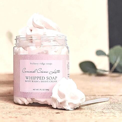 Caramel Crème Latte Whipped Soap Creamy Body Wash & Shave Cream Moisturizing Handmade Bath Soap 7 oz in Kuwait