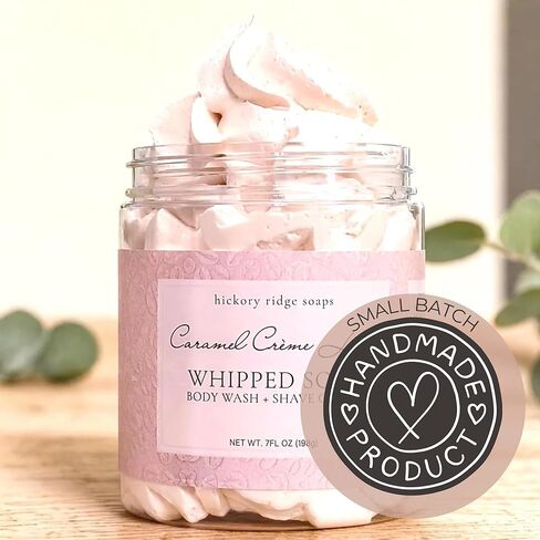 Caramel Crème Latte Whipped Soap Creamy Body Wash & Shave Cream Moisturizing Handmade Bath Soap 7 oz in Kuwait