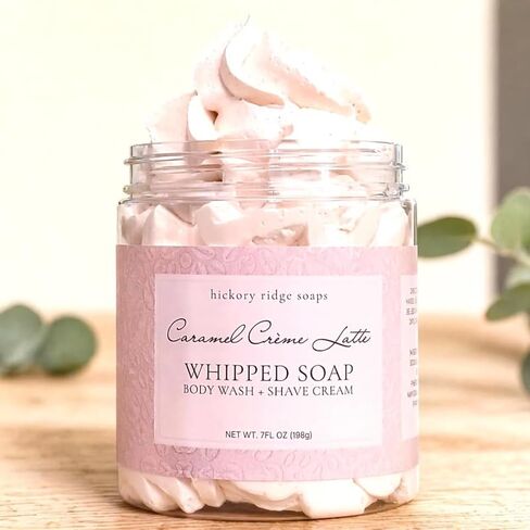 Caramel Crème Latte Whipped Soap Creamy Body Wash & Shave Cream Moisturizing Handmade Bath Soap 7 oz in Kuwait