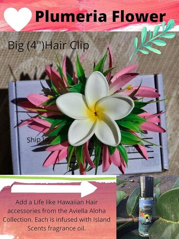 Moana Hair Clip Hawaiian Flower Hairpiece Beach Lilo Blossom Hair Accessory for Women Large Adult Hair Clip Granchos Para el cabello Realistic Luau Hula Orchid Hair Barrette by Aviella Aloha in Kuwait