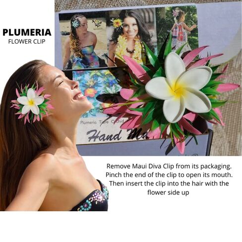 Moana Hair Clip Hawaiian Flower Hairpiece Beach Lilo Blossom Hair Accessory for Women Large Adult Hair Clip Granchos Para el cabello Realistic Luau Hula Orchid Hair Barrette by Aviella Aloha in Kuwait
