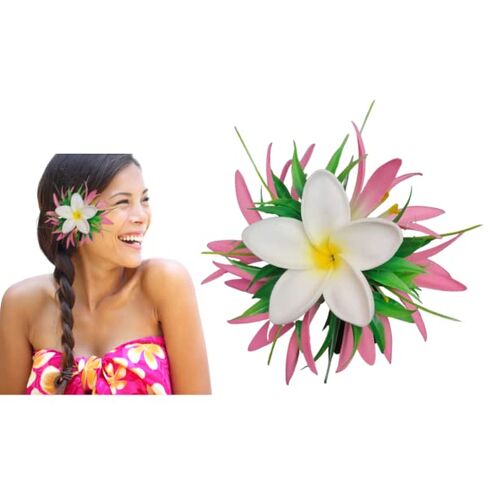 Moana Hair Clip Hawaiian Flower Hairpiece Beach Lilo Blossom Hair Accessory for Women Large Adult Hair Clip Granchos Para el cabello Realistic Luau Hula Orchid Hair Barrette by Aviella Aloha in Kuwait