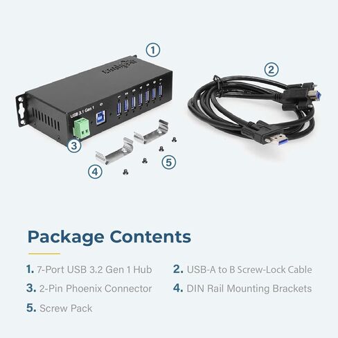 Coolgear 7 Port USB 3.2 Gen 1 Hub w/Surge Protection & Screw-Locking Ports in Saudi Arabia