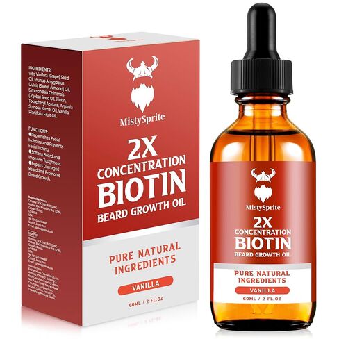 Beard Growth Oil - 2X Concentration Biotin Beard Oil for Men (2 oz) - Natural Mens Beard Oil with Argan Oil, Jojoba Oil and Vitamin, Beard Growth Softener, Moisturizer (Sandalwood) in Kuwait