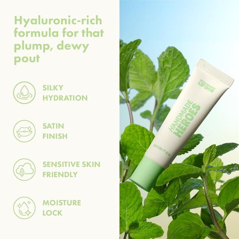 Handmade Heroes 100% Natural Vegan Tinted Lip Gloss with Hyaluronic Acid - Lightweight Moisturizing Soft Lipstick for Dry Lips - Spirited (Colorless) in Kuwait