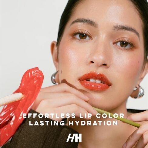 Handmade Heroes 100% Natural Vegan Tinted Lip Gloss with Hyaluronic Acid - Lightweight Moisturizing Soft Lipstick for Dry Lips - Mood (Dark Red) in Saudi Arabia