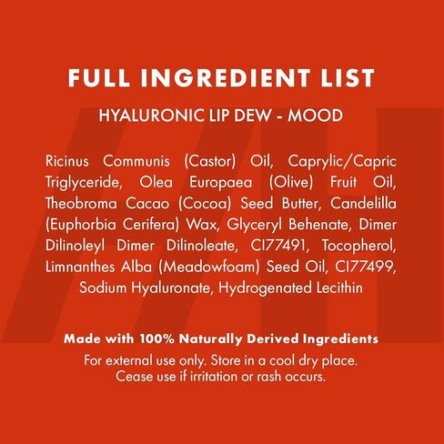 Handmade Heroes 100% Natural Vegan Tinted Lip Gloss with Hyaluronic Acid - Lightweight Moisturizing Soft Lipstick for Dry Lips - Mood (Dark Red) in Saudi Arabia