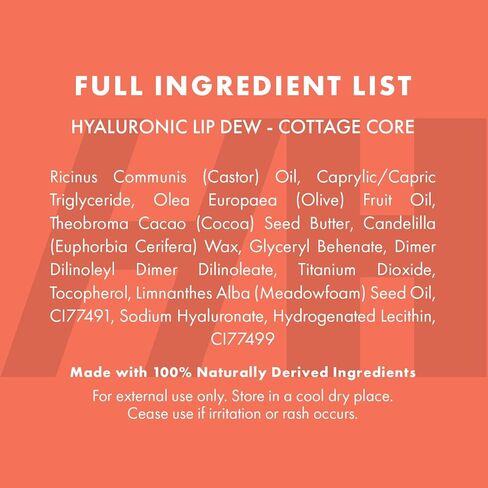 Handmade Heroes 100% Natural Vegan Tinted Lip Gloss with Hyaluronic Acid - Lightweight Moisturizing Soft Lipstick for Dry Lips - Cottage Core (Pink) in Kuwait