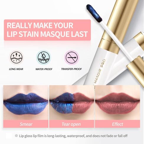 Lip Stain Peel Off – Wipe-Off Lip Stain Tattoo | Long Lasting Waterproof Lip Tint, High-Pigment Matte Lip Color, Smudge & Transfer Proof Lip Stains Masque, Kiss-Proof All-Day Lip Makeup 02# in Kuwait