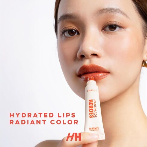 Handmade Heroes 100% Natural Vegan Tinted Lip Gloss with Hyaluronic Acid - Lightweight Moisturizing Soft Lipstick for Dry Lips - Classic (Red) in Kuwait
