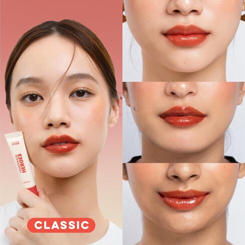 Handmade Heroes 100% Natural Vegan Tinted Lip Gloss with Hyaluronic Acid - Lightweight Moisturizing Soft Lipstick for Dry Lips - Classic (Red) in Kuwait