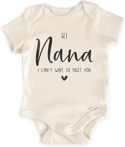 Hi Nana I Can't Wait To Meet You Baby Bodysuit - Nana Pregnancy Reveal Infant Outfit - Grandparent Announcement Gift in Kuwait