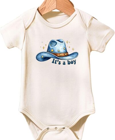 It's a Boy Cowboy Hat Bodysuit, Gender Reveal Western Baby Shower Bodysuit Country Newborn Outfit Infant Gift in Kuwait