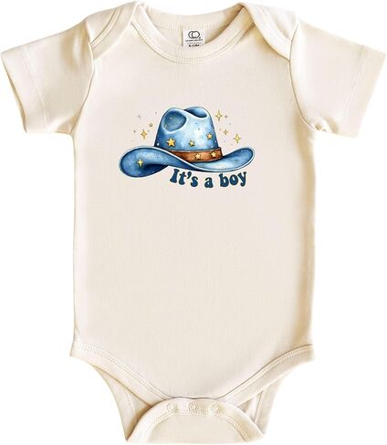 It's a Boy Cowboy Hat Bodysuit, Gender Reveal Western Baby Shower Bodysuit Country Newborn Outfit Infant Gift in Kuwait
